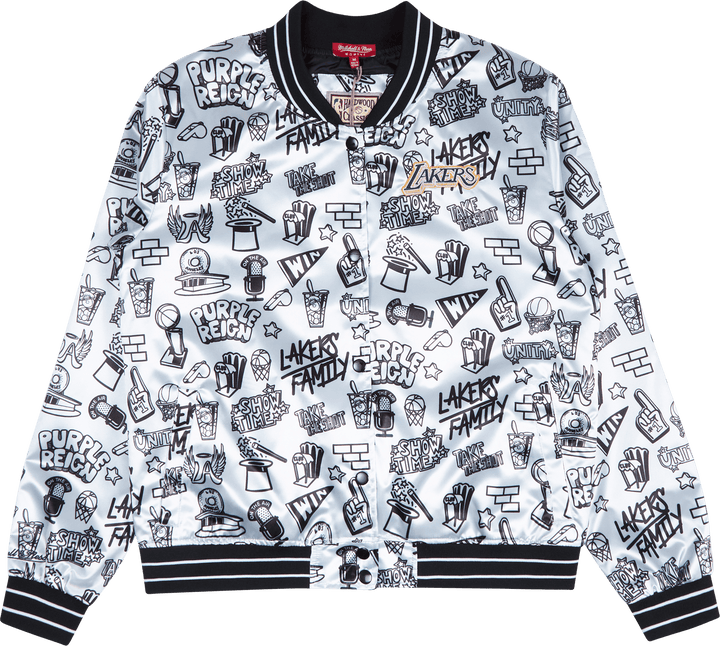 Damska satynowa kurtka Lakers Doodle