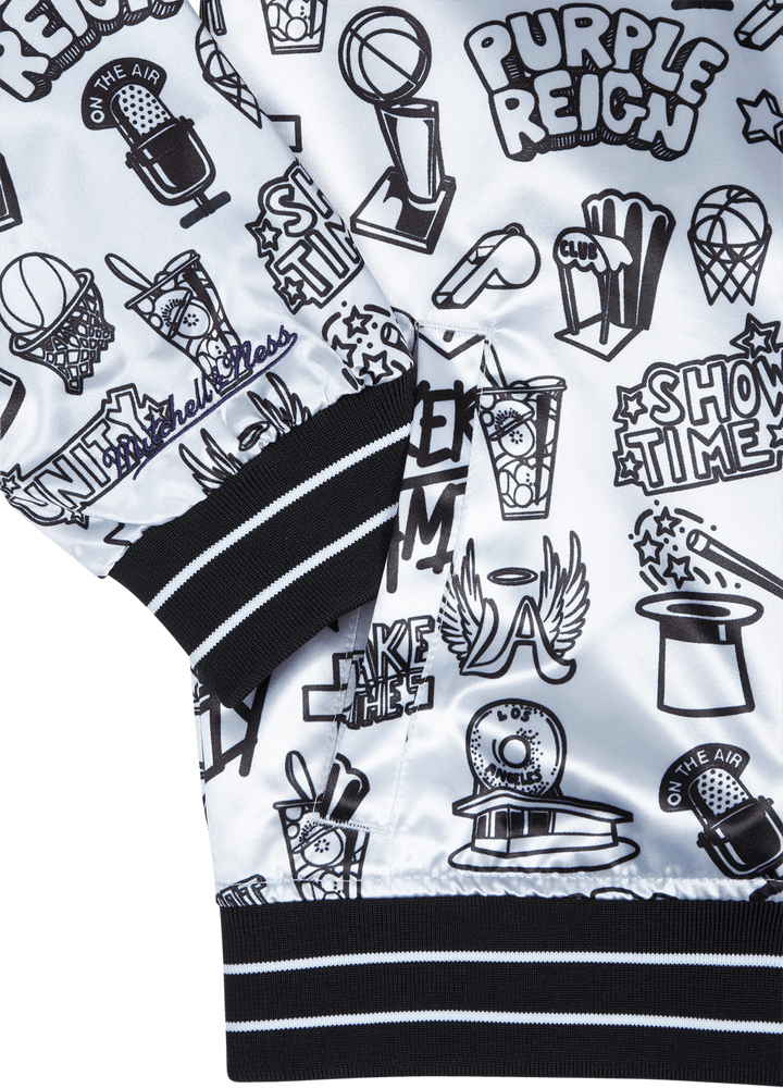 Damska satynowa kurtka Lakers Doodle