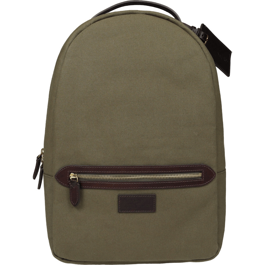 Leather-Trim Canvas Backpack Defender Green