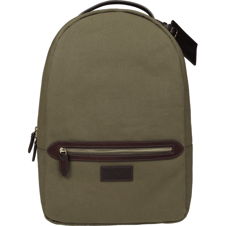 Leather-Trim Canvas Backpack Defender Green
