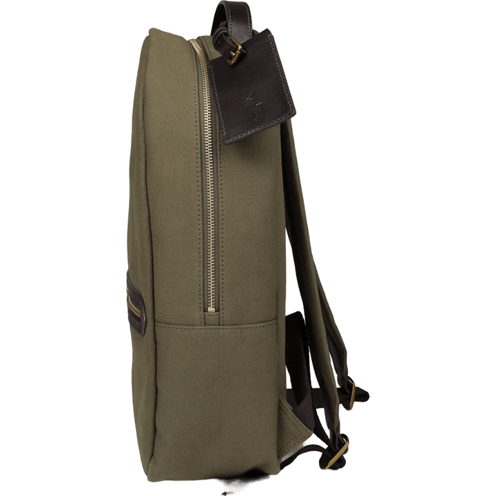 Leather-Trim Canvas Backpack Defender Green