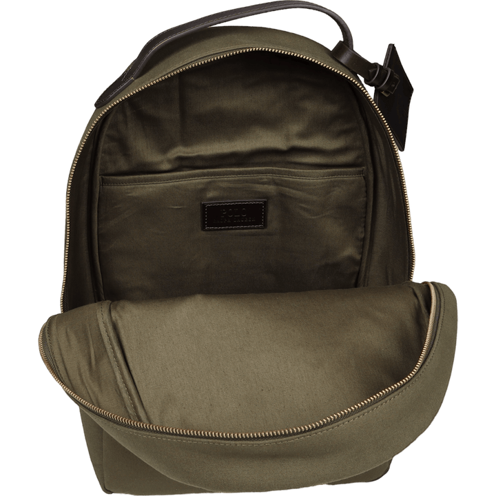 Leather-Trim Canvas Backpack Defender Green