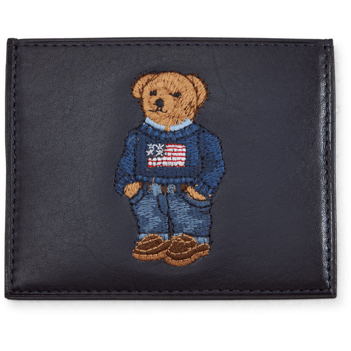 Polo Bear Leather Card Case Navy