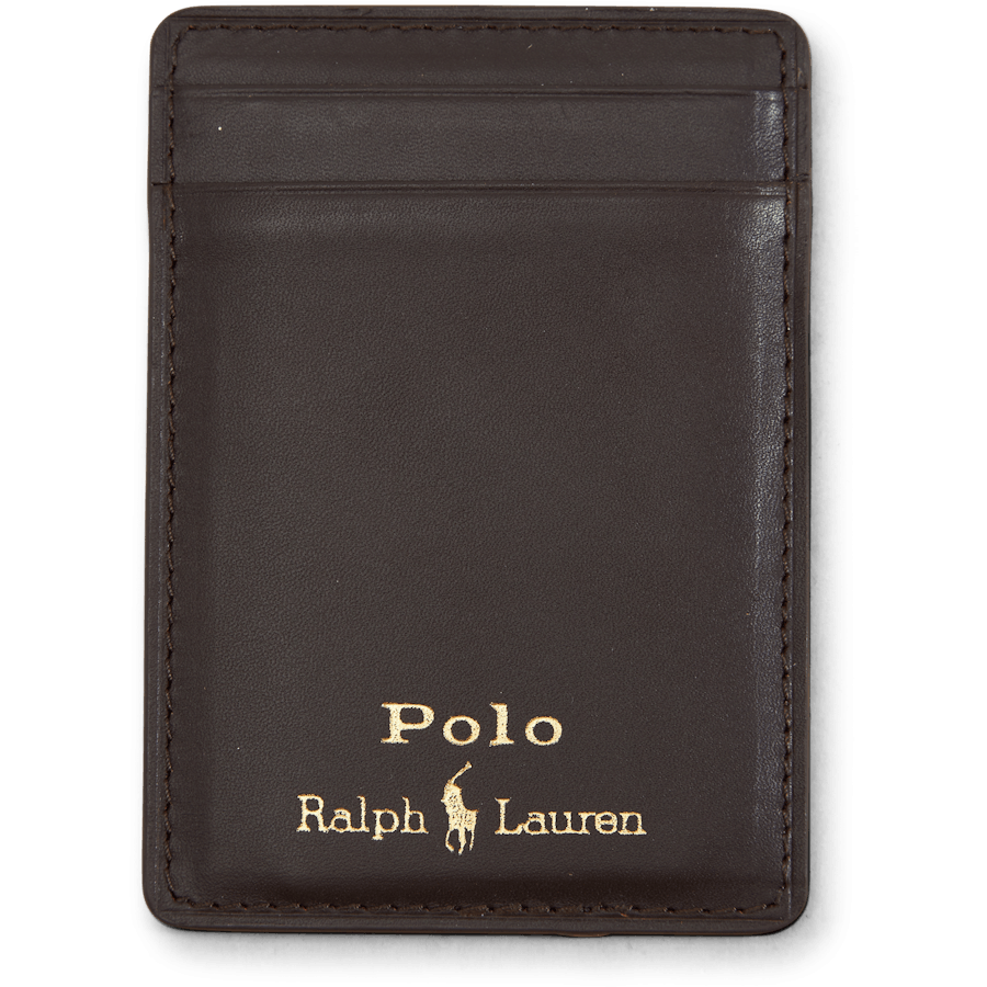 Nappa Leather Magnetic Card Case Brown