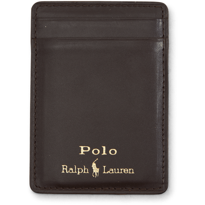 Nappa Leather Magnetic Card Case Brown