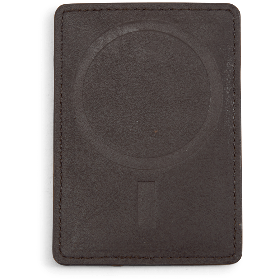 Nappa Leather Magnetic Card Case Brown