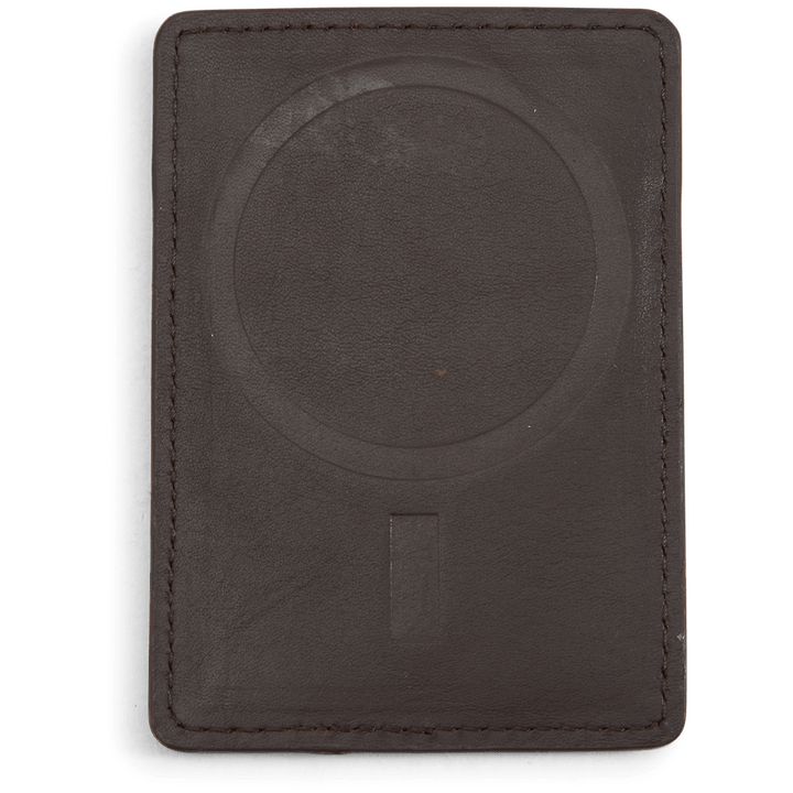 Nappa Leather Magnetic Card Case Brown