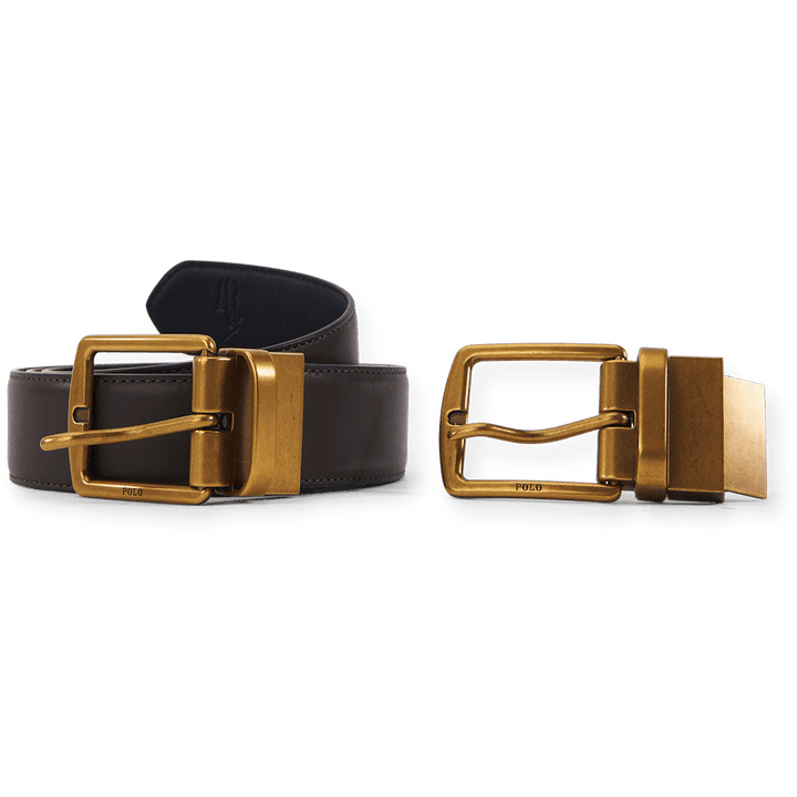 Leather Belt & Card Case Gift Set Brown
