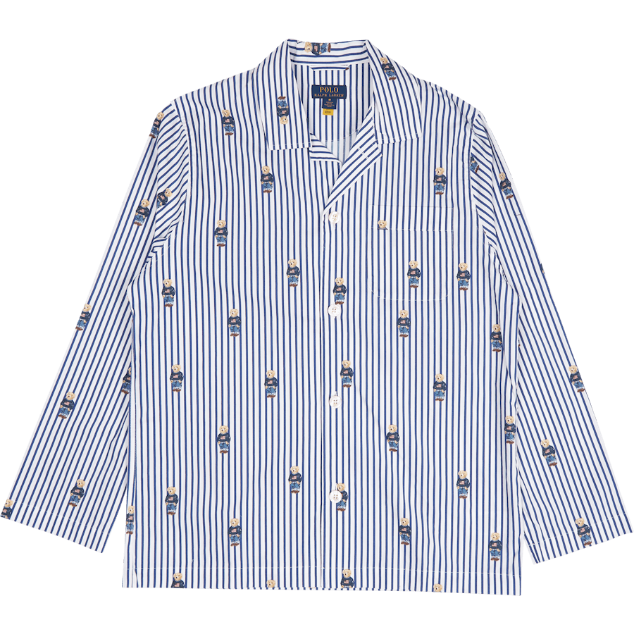 Polo Bear Striped Cotton Pajama Set Blue/White Stripe
