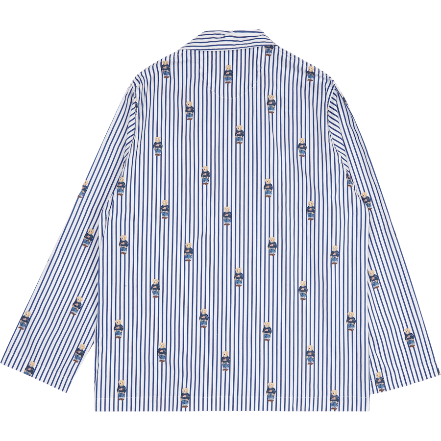 Polo Bear Striped Cotton Pajama Set Blue/White Stripe