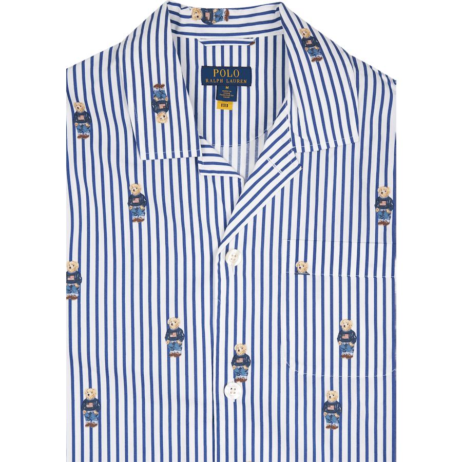 Polo Bear Striped Cotton Pajama Set Blue/White Stripe
