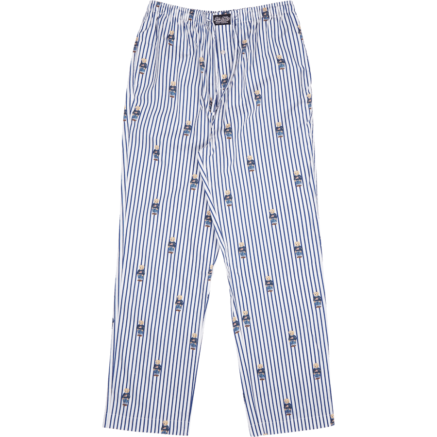 Polo Bear Striped Cotton Pajama Set Blue/White Stripe