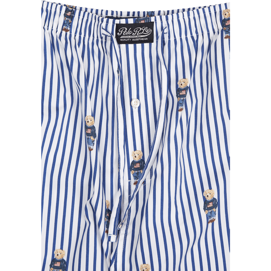 Polo Bear Striped Cotton Pajama Set Blue/White Stripe