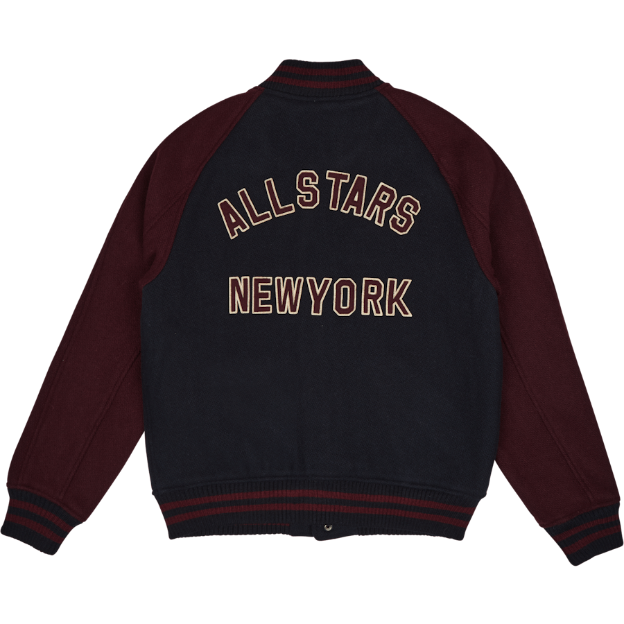 Wool-Blend Letterman Jacket Hunter Navy/Rich Ruby