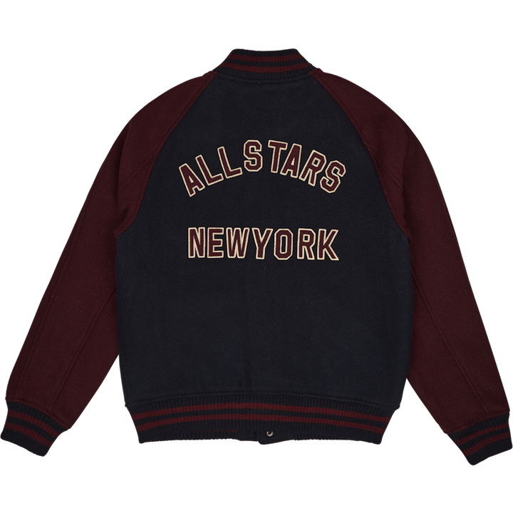 Wool-Blend Letterman Jacket Hunter Navy/Rich Ruby