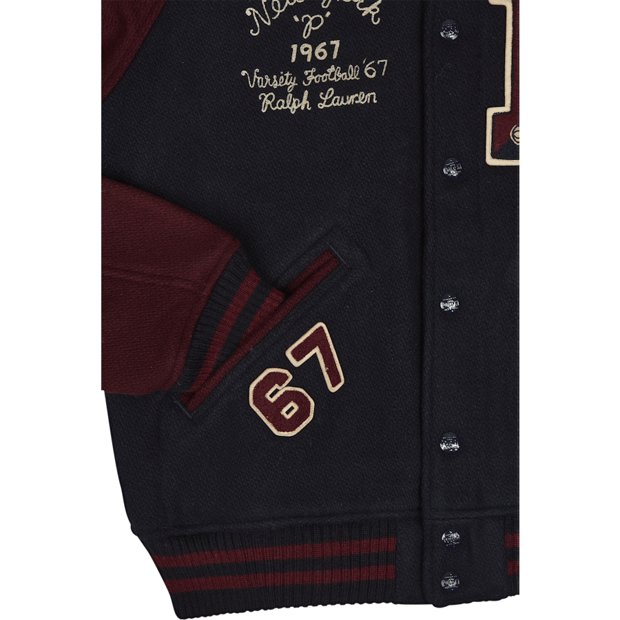 Wool-Blend Letterman Jacket Hunter Navy/Rich Ruby