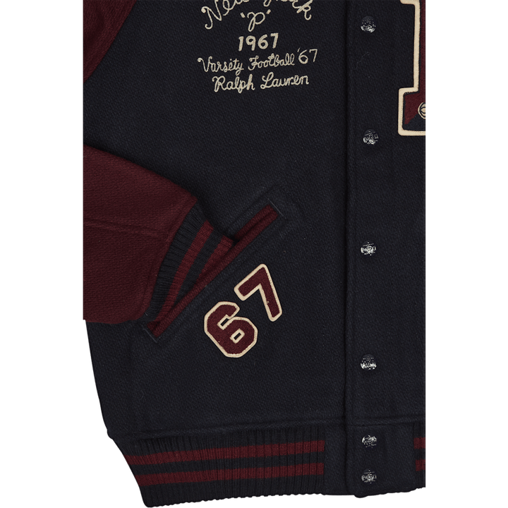 Wool-Blend Letterman Jacket Hunter Navy/Rich Ruby