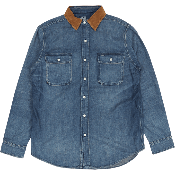 Klassisch geschnittenes Denim-Hemd mit Kordkragen Northgrove