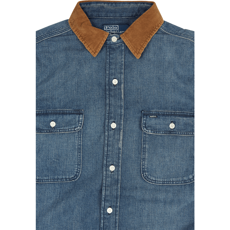Klassisch geschnittenes Denim-Hemd mit Kordkragen Northgrove