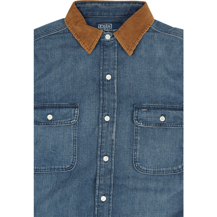 Klassisch geschnittenes Denim-Hemd mit Kordkragen Northgrove
