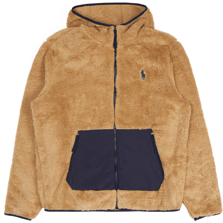 Pile Fleece Full-Zip Hoodie Vintage Khaki/Newport Navy