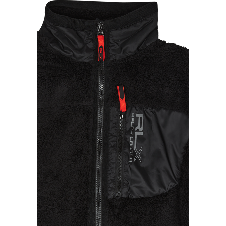 Pile Fleece Jacka Polo Svart