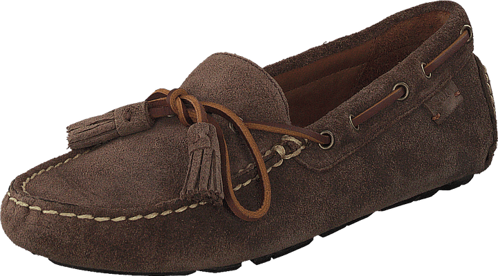 Anders Tasseled Suede Driver Chocolate Brown