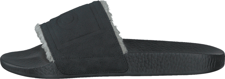 Faux-Shearling-Lined Suede Slide Black