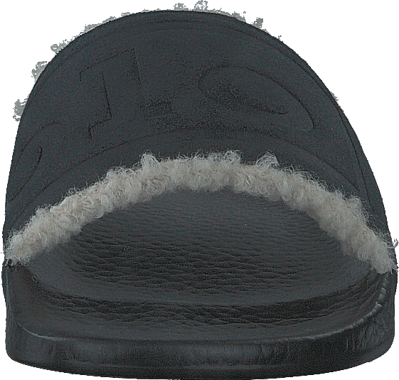 Faux-Shearling-Lined Suede Slide Black