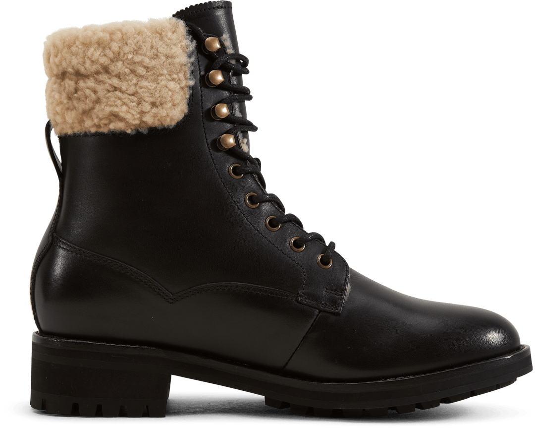 Bottes de campagne Bryson en cuir et peau lainée noires