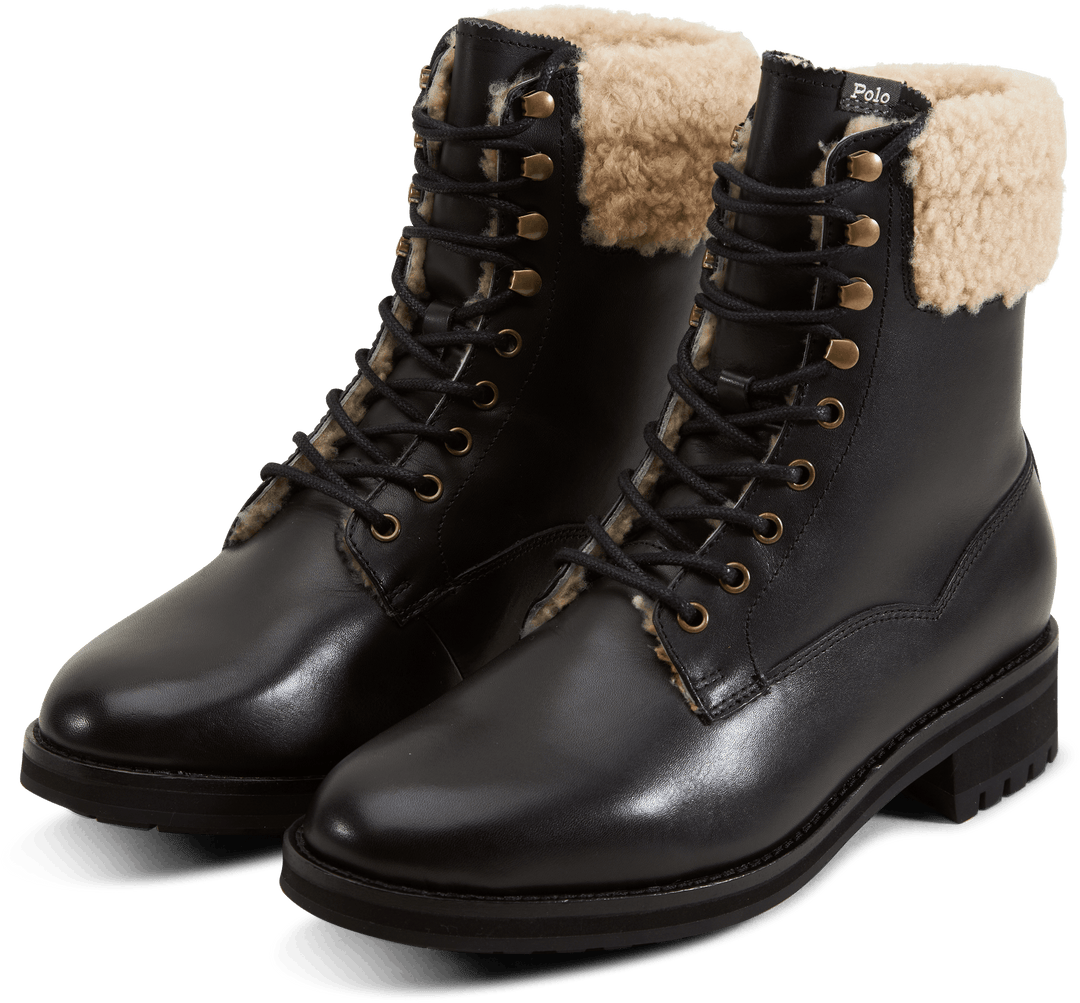 Bottes de campagne Bryson en cuir et peau lainée noires