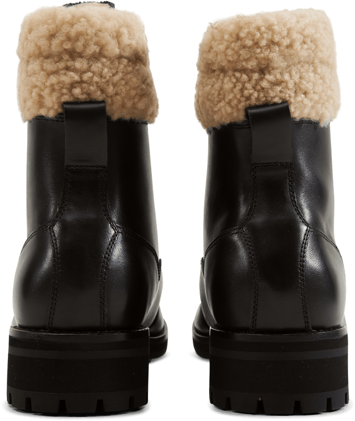 Bottes de campagne Bryson en cuir et peau lainée noires