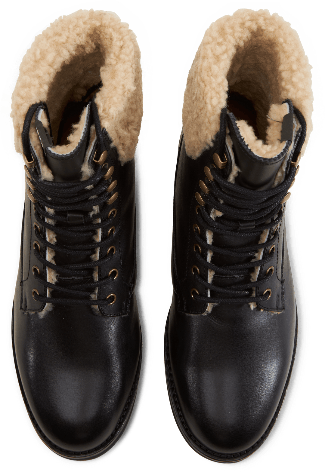 Bottes de campagne Bryson en cuir et peau lainée noires