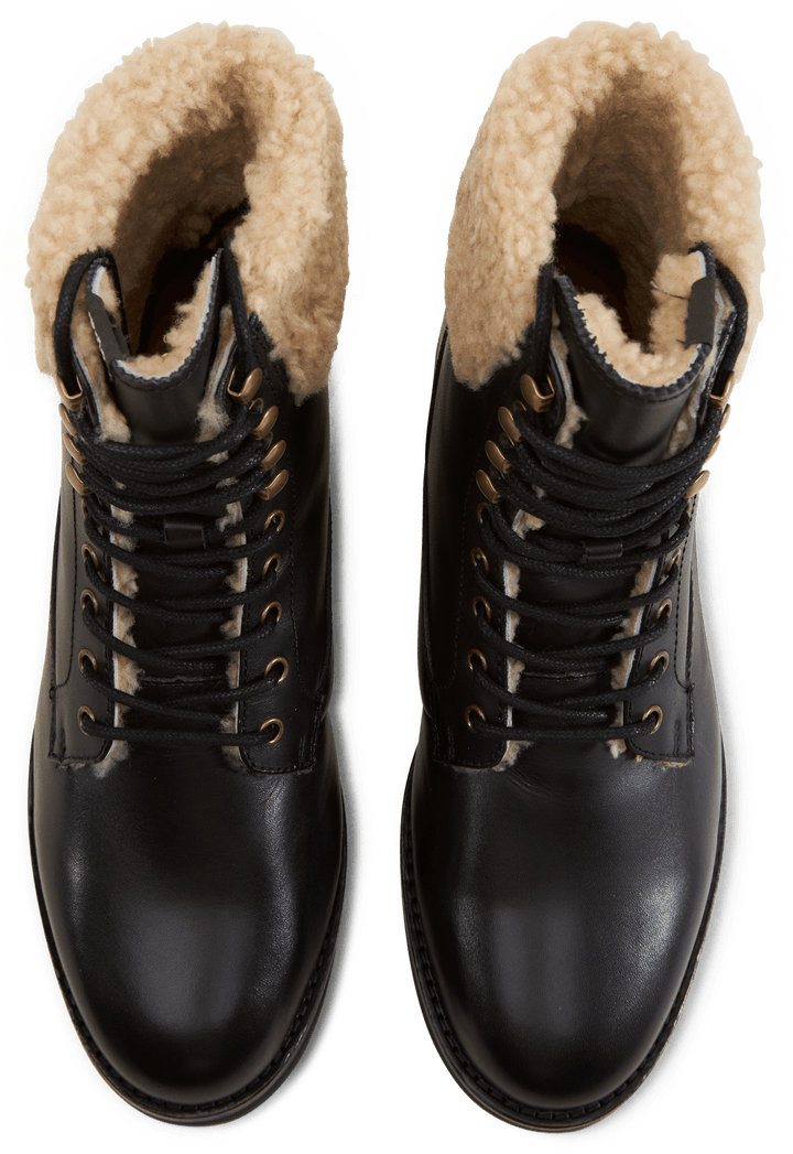 Bottes de campagne Bryson en cuir et peau lainée noires