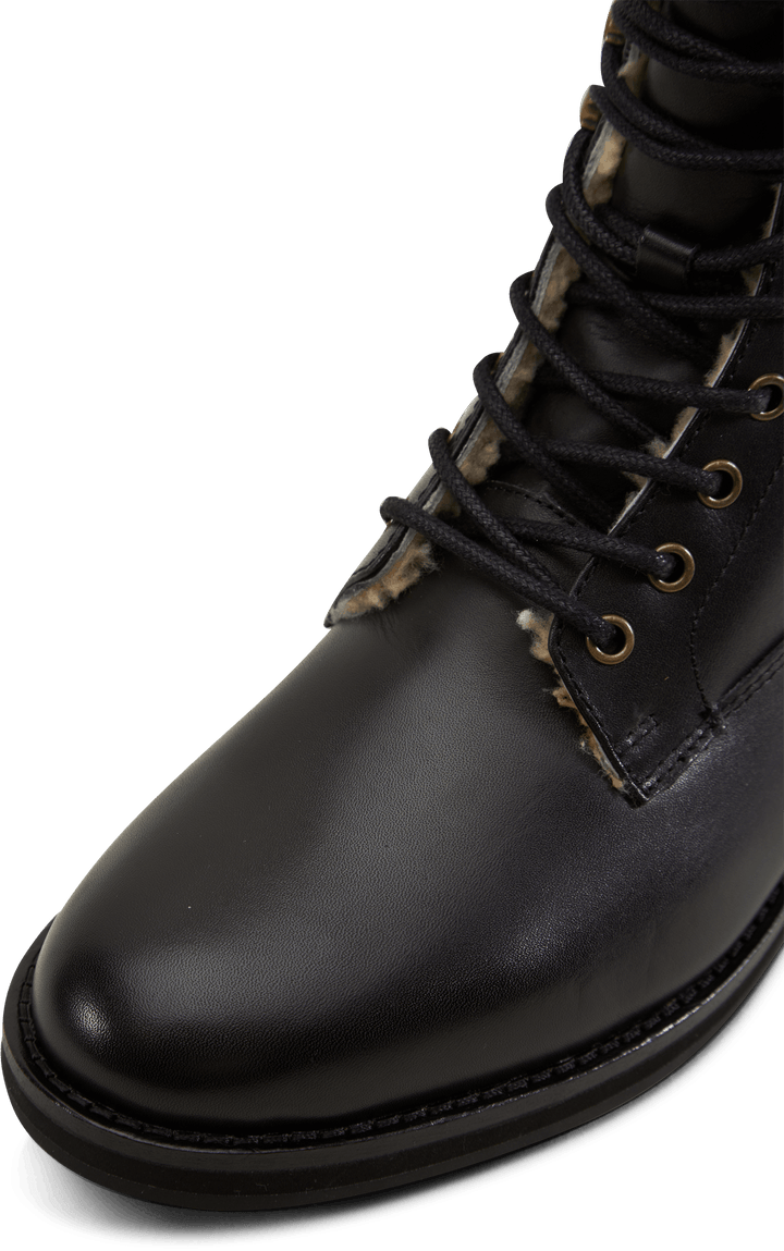 Bottes de campagne Bryson en cuir et peau lainée noires