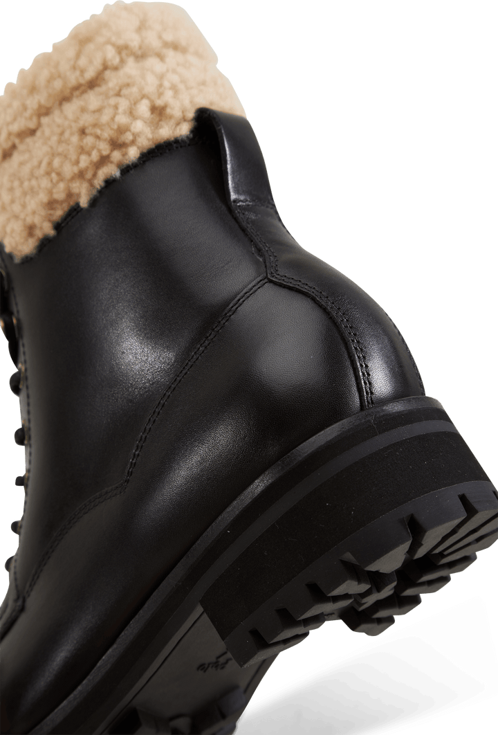 Bottes de campagne Bryson en cuir et peau lainée noires