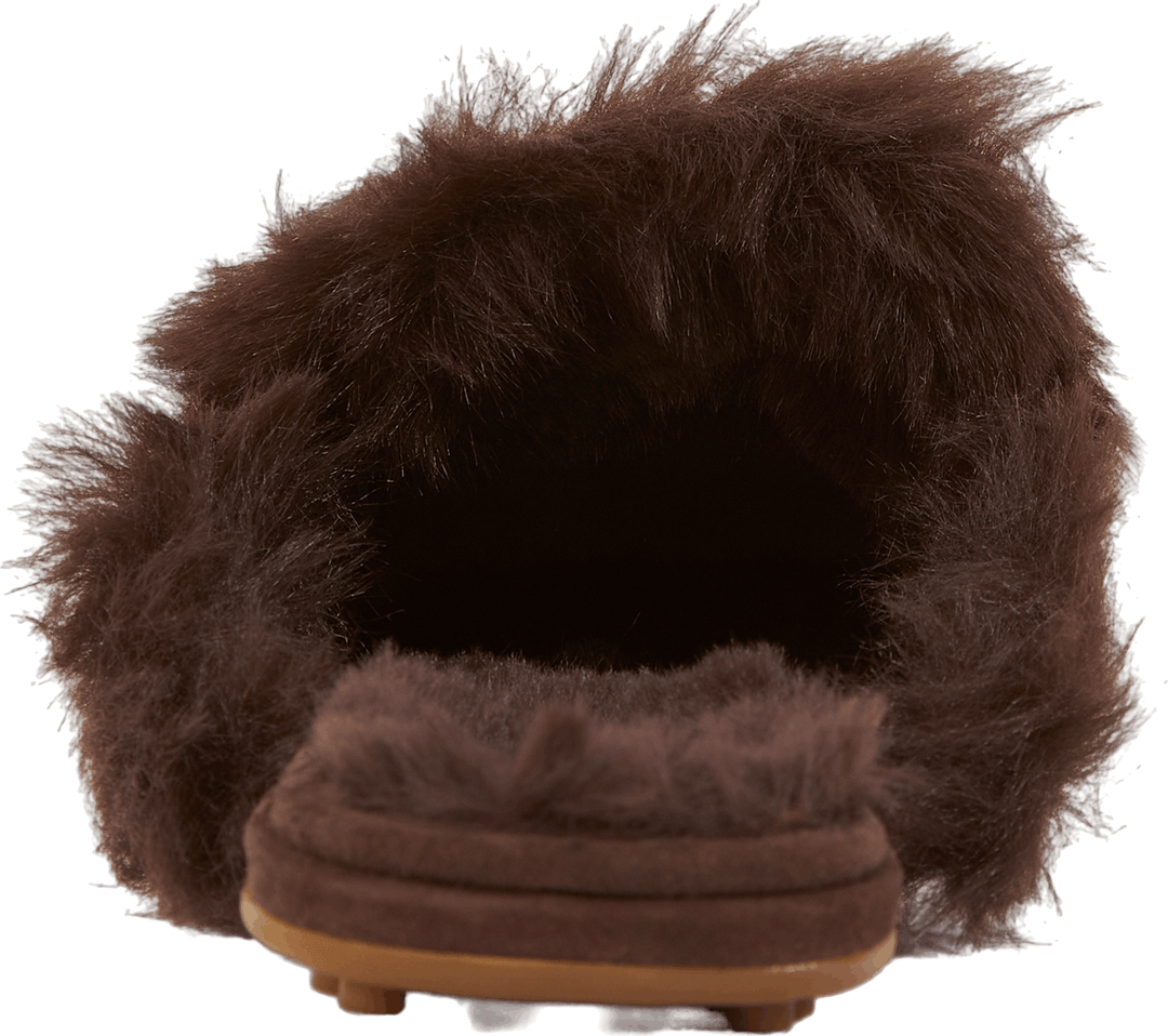 Savanah Faux Fur-Trim Suede Mule Chestnutbrown/Chestnutbrown