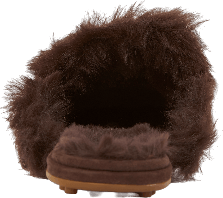 Savanah Faux Fur-Trim Suede Mule Chestnutbrown/Chestnutbrown