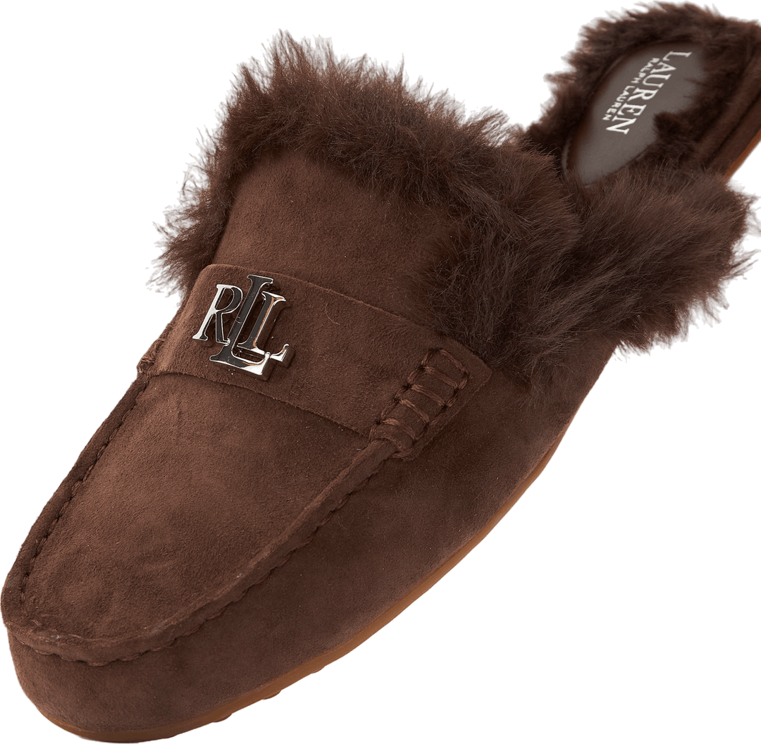Savanah Faux Fur-Trim Suede Mule Chestnutbrown/Chestnutbrown