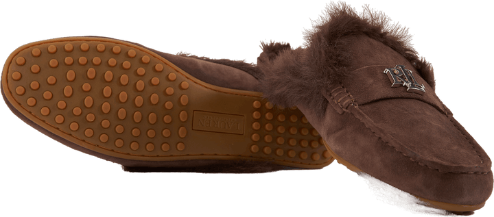 Savanah Faux Fur-Trim Suede Mule Chestnutbrown/Chestnutbrown