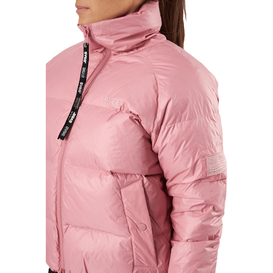 Doudoune volumineuse à bordure rose