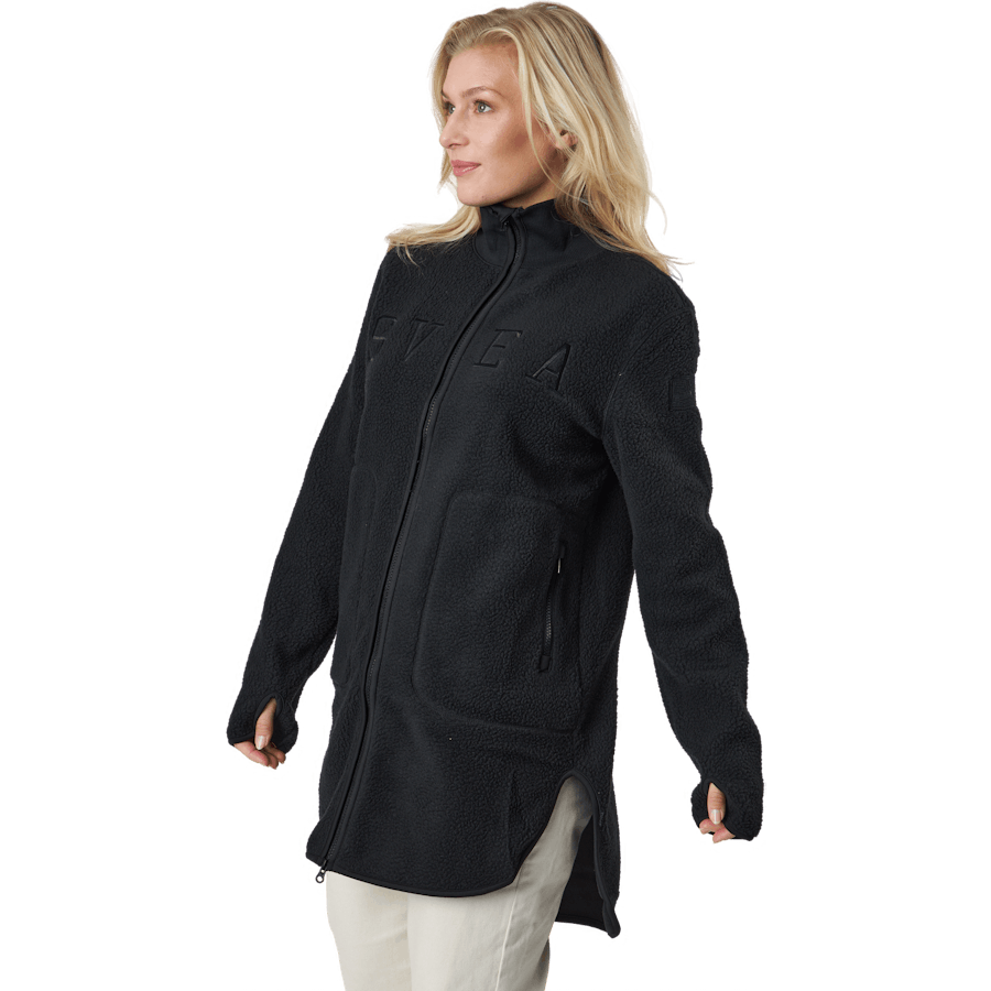 Long Pile Zip Sweat Black