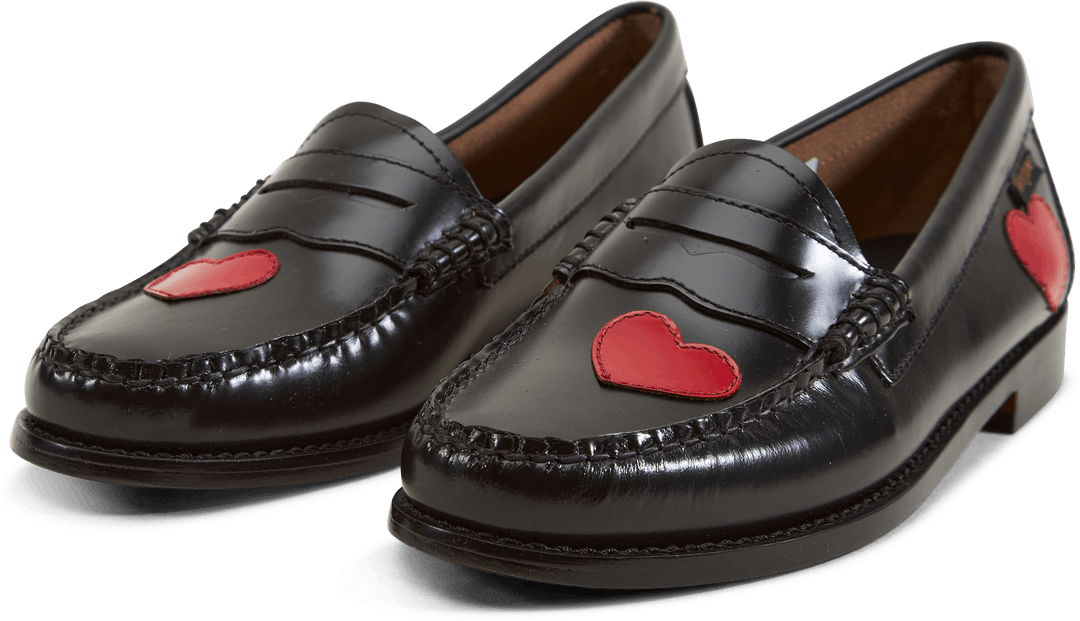 Gh Weejun Wmn Penny Love Black Lthr W/red