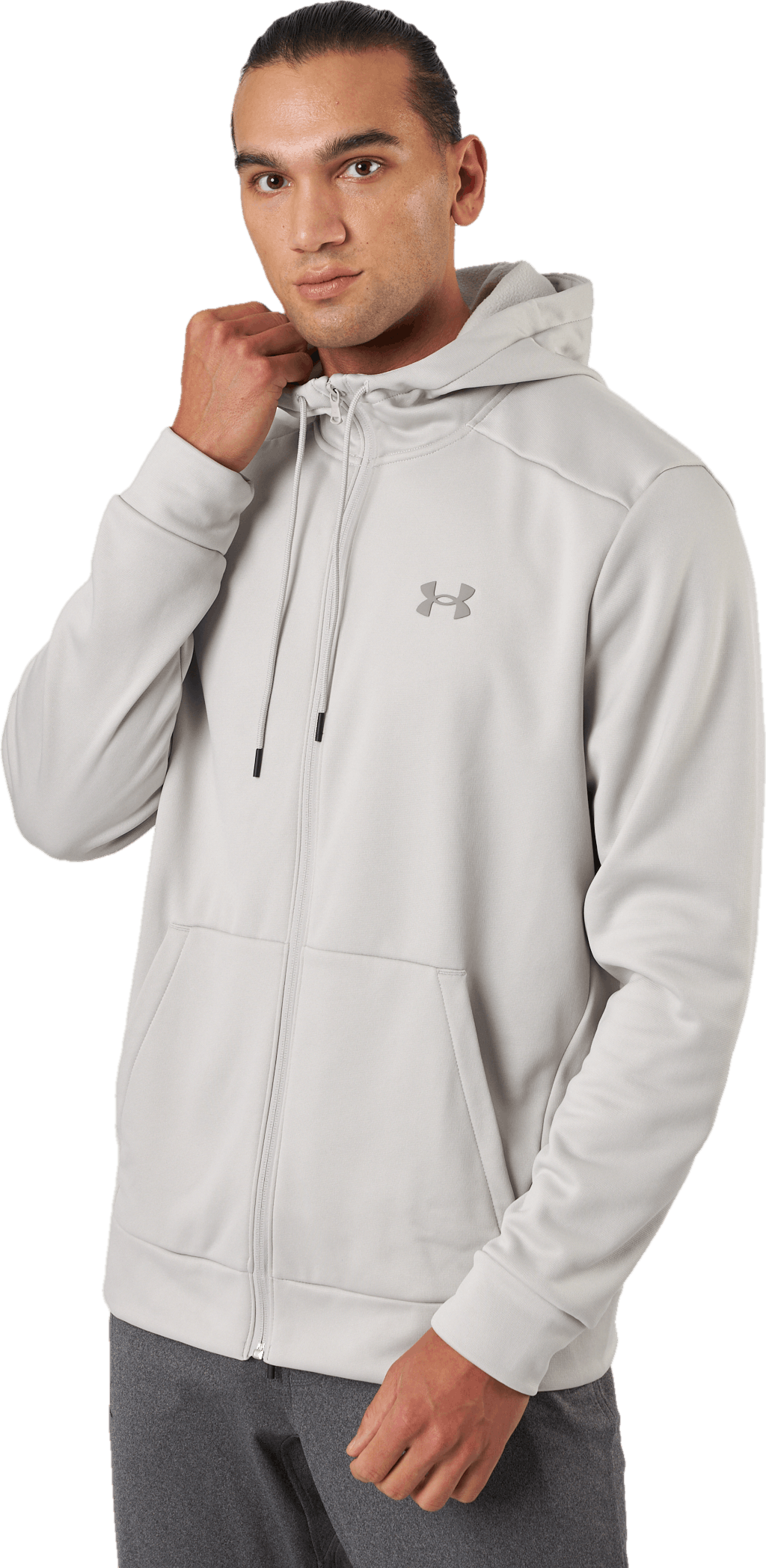 Ua Armour Fleece Fz Hoodie Ghost Gray