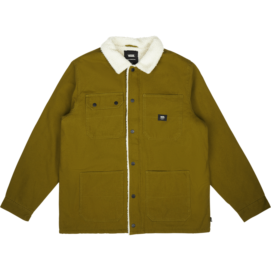 Mn Drill Chore Coat Sherpa Avocado/Antik Weiß