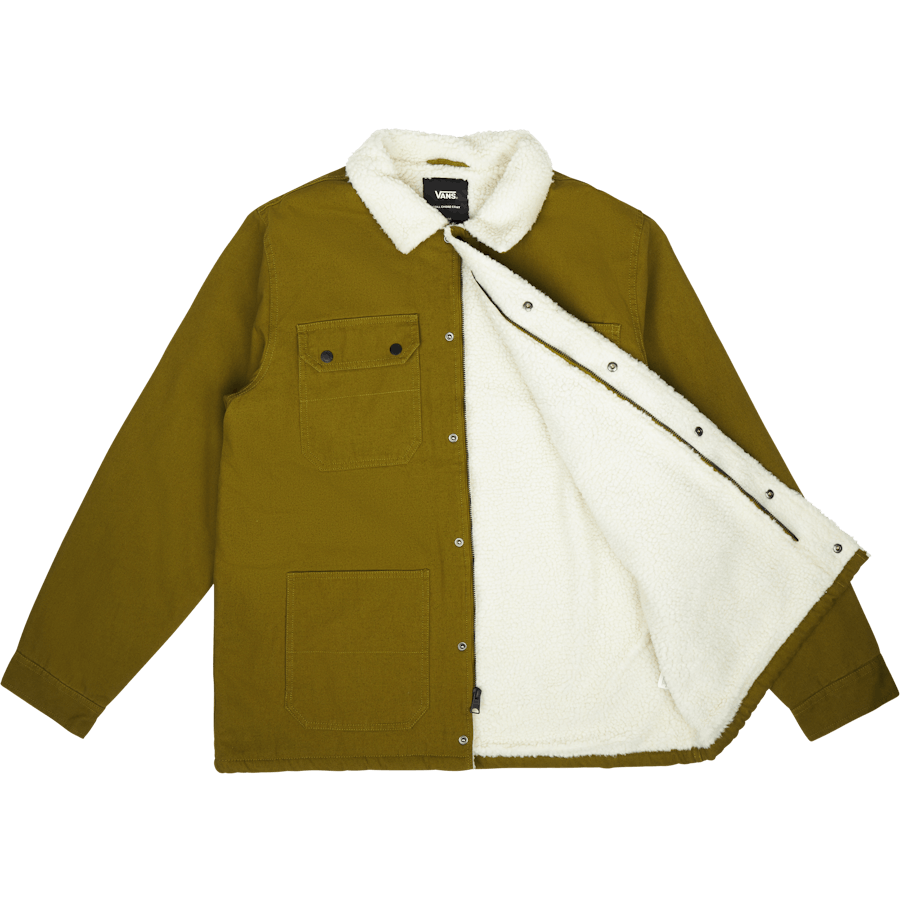 Mn Drill Chore Coat Sherpa Avocado/Antik Weiß