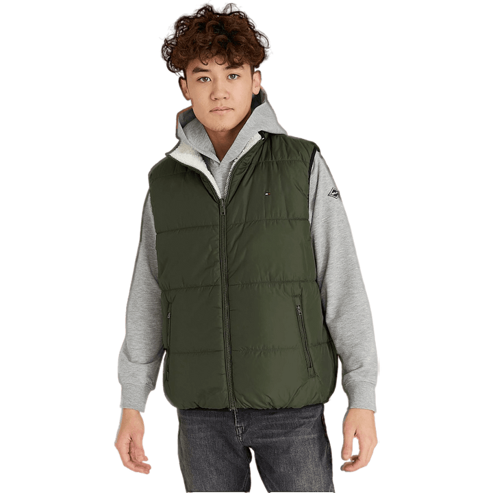 Reversible Sherpa Vest Dark Olive / Sherpa