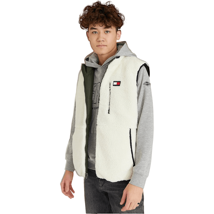 Reversible Sherpa Vest Dark Olive / Sherpa