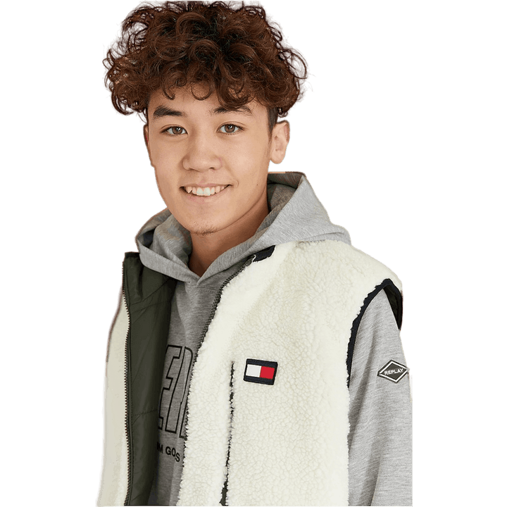 Reversible Sherpa Vest Dark Olive / Sherpa