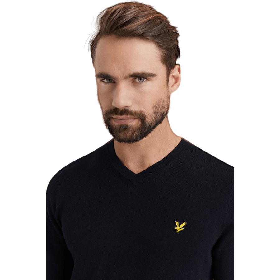 Lyle & Scott Cotton Merino V Neck Jumper Jet